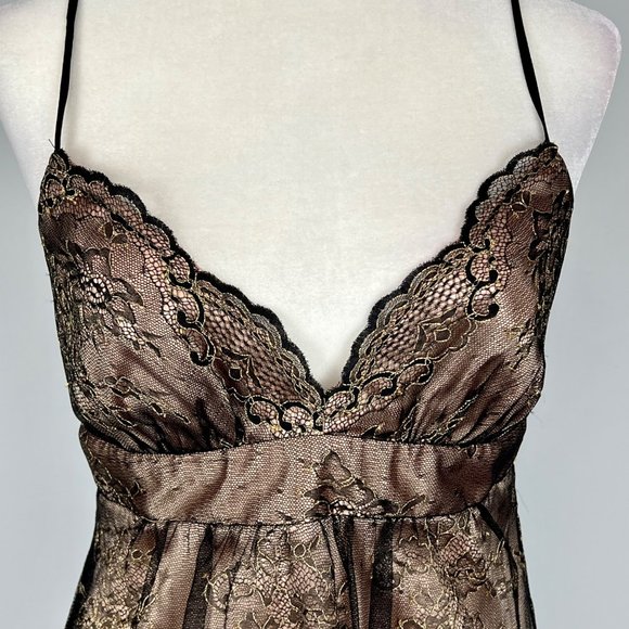 ABS Allen Schwartz Black Mesh Overlay Sleeveless Cocktail Slip Dress size 4 - Picture 3 of 13